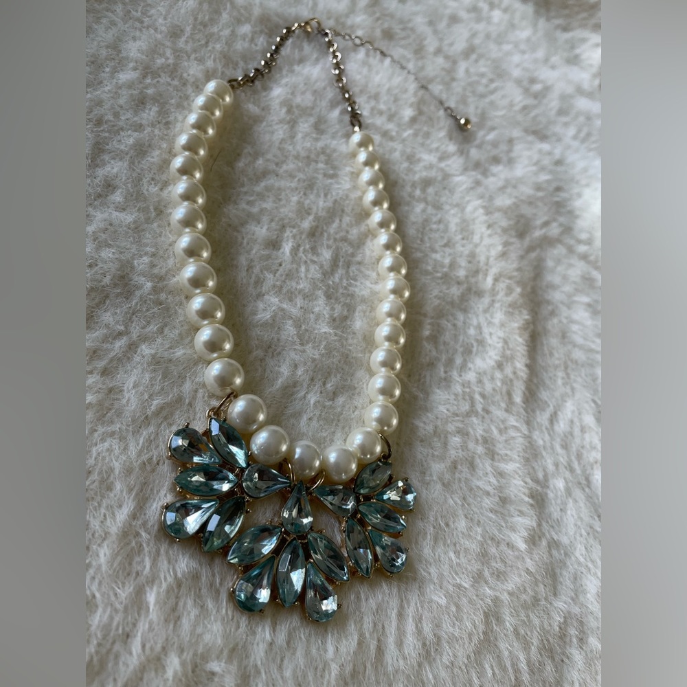 Faux pearl and faux stone necklace